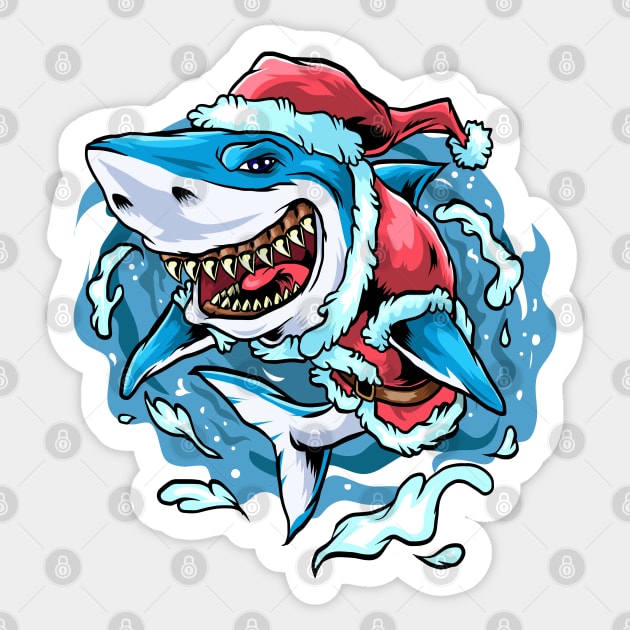 Christmas Santa Great White Shark Sticker by BDAZ